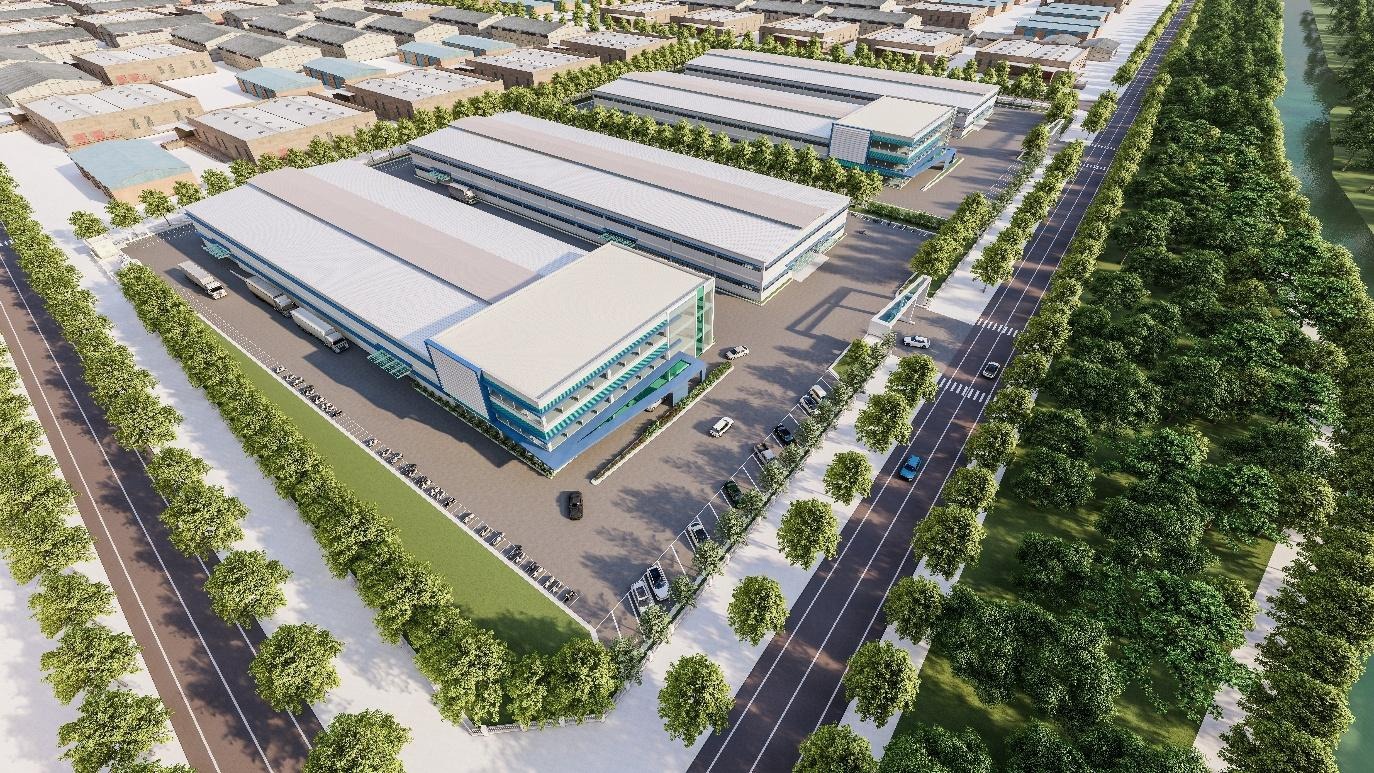 Aerial view of logistics and manufacturing warehouses